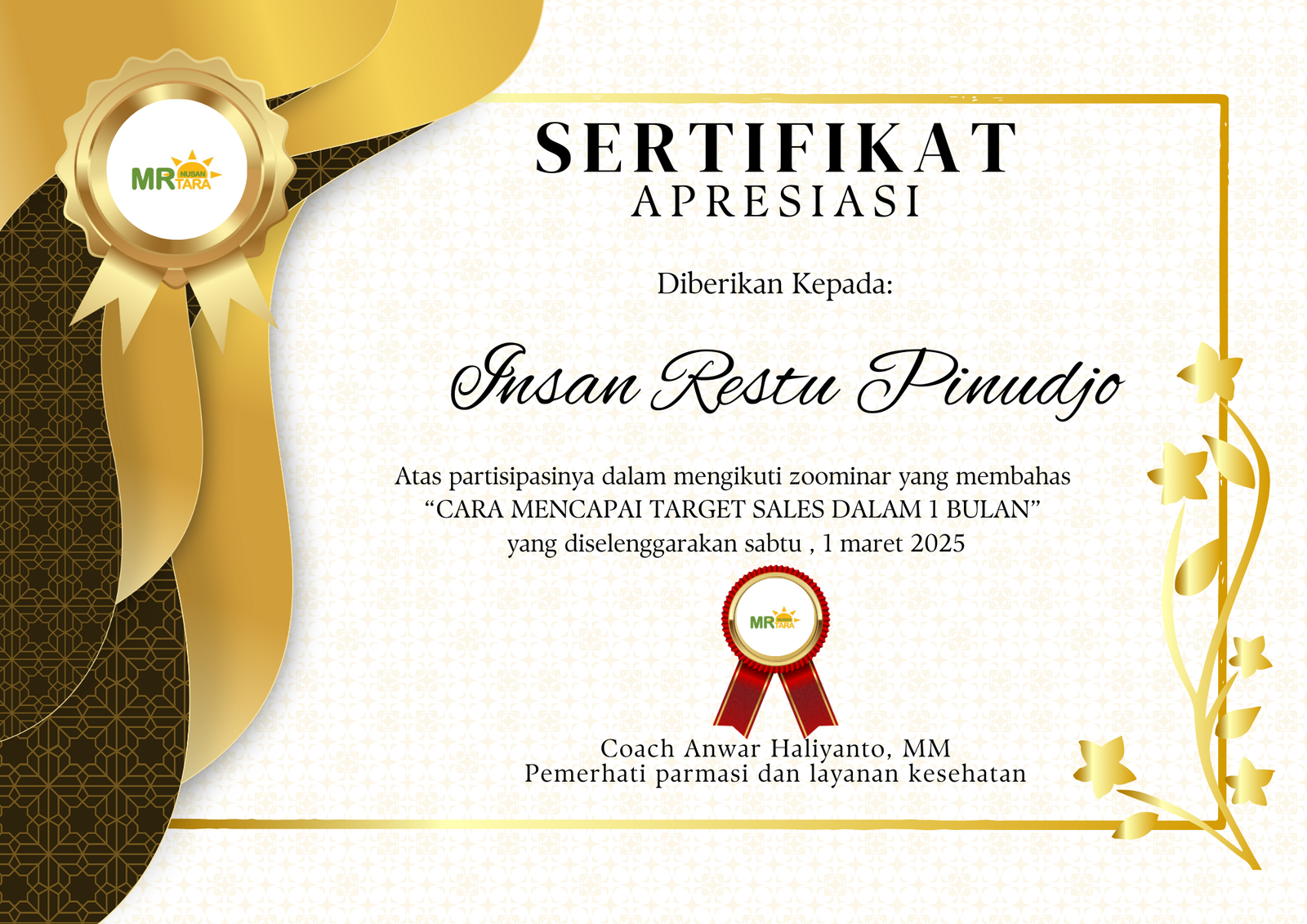 Sertifikat Zoominar 5